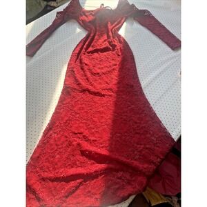 Timing Red‎ Floral Lace Off-the-Shoulder Maxi Dress Womens Small Romantic
